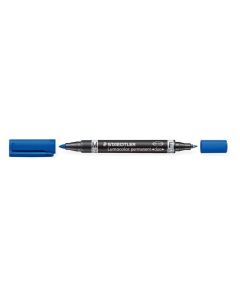 Permanentní popisovač "Lumocolor 348 Duo", modrá, kuželový hrot, F/M, oboustranný, STAEDTLER
