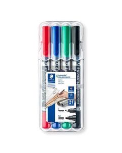 Permanentní popisovač "Lumocolor 348 Duo", sada, 4 barvy, kuželový hrot, F/M, oboustranný, STAEDTLER