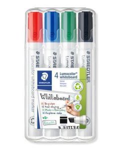 Popisovač na bílou tabuli "Lumocolor 351 B", sada, 4 barvy, klínový hrot, STAEDTLER