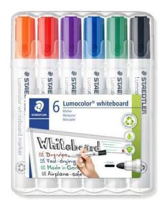Popisovače na bílou tabuli "Lumocolor 351", 6 barev, 2 mm, kuželový hrot, STAEDTLER 351 WP6-1