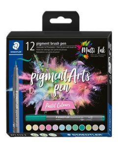 Štětcové fixy "Pigment Arts", 12 pastelových barev, 1 mm, STAEDTLER 371 C12-2