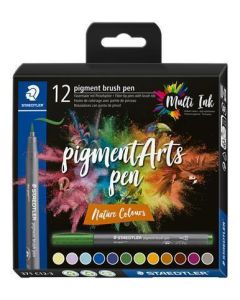 Štětcové fixy "Pigment Arts", 12 přírodních barev, 1 mm, STAEDTLER 371 C12-3