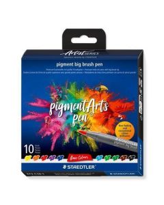 Štětcové fixy "Pigment big brush 373", 10 základních barev, sada, STAEDTLER 373 C10-1