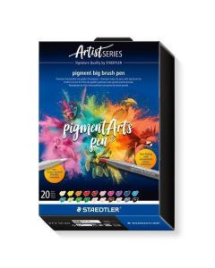 Štětcové fixy "Pigment big brush 373", 20 barev, + blendovací pero, sada, STAEDTLER 373 SC20