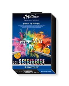Štětcové fixy "Pigment big brush 373", 30 barev, + blendovací pero, sada, STAEDTLER 373 SC30