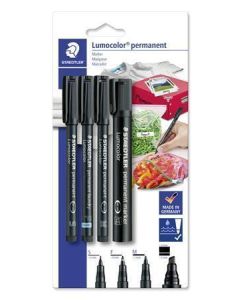 Permanentní popisovače "Lumocolor", černá, sada 4 šířek, STAEDTLER 60 BK-6