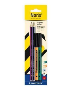 Grafitová tužka "Noris colour edition set", 2 ks+oranžový a zelený fix, HB, sada, STAEDTLER 61 BK4-2