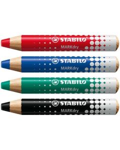 Popisovače na bílou tabuli a flipchart "MARKdry", 4 barvy, sada, STABILO 648/4-5