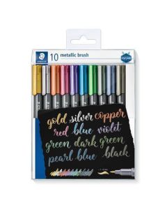 Štětcové fixy "Design Journey Metallic Brush", 10 metalických barev, 1-6 mm, STAEDTLER 8321 TB10