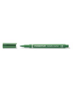 Dekorační popisovač, metalická zelená, 1-2 mm, kuželový hrot, STAEDTLER