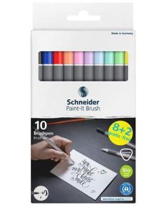 Popisovač "Paint-It 070", 10 různých barev, sada, flexibilní štětcový hrot, SCHNEIDER ML07010504