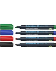 Permanentní popisovač "Maxx 130", mix barev, 4ks, 1-3mm, kuželový hrot, SCHNEIDER