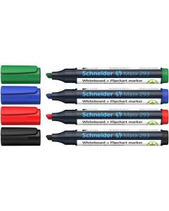 Popisovač na bílou tabuli a flipchart "Maxx 293", 4 barvy, 1-4mm, klínový hrot, SCHNEIDER