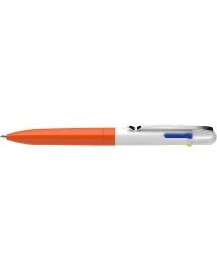 Kuličkové pero "Take 4 neon", oranžovo-bílá, 0,5 mm, stiskací mechanismus, 4-barevné, SCHNEIDER 1381