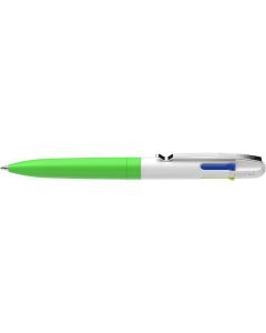 Kuličkové pero "Take 4 neon", zeleno-bílá, 0,5 mm, stiskací mechanismus, 4-barevné, SCHNEIDER 138124