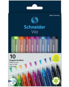 Kuličkové pero "Vizz", sada, mix barev, 0,5 mm, s uzávěrem, SCHNEIDER 102290