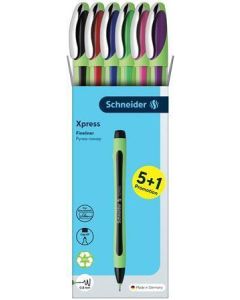 Liner "Xpress", 6 různých barev, 0,8 mm, sada, SCHNEIDER 190086