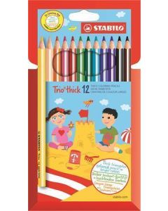 Barevné pastelky "Trio thick" sada, 12 barev, trojhranné, jumbo, STABILO