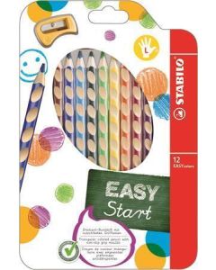 Barevná pastelka "Easycolours", HB, trojhranná, pro leváky, 12ks/bal., STABILO