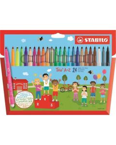 Fixy "Trio A-Z", sada, 24 různých barev, 0,7 mm, STABILO