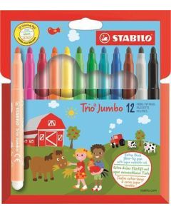 Fixy "Trio Jumbo", sada, 3 mm, 12 barev, STABILO