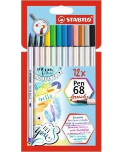 Štětcové fixy "Pen 68 brush", sada 12 barev, STABILO