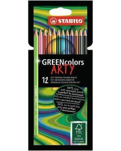Pastelky "GreenColors ARTY", 12 různých barev, šestihranná, STABILO
