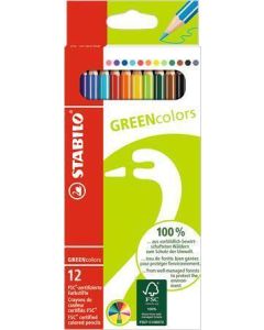 Barevné pastelky "GreenColours", 12ks, šestihranné, STABILO