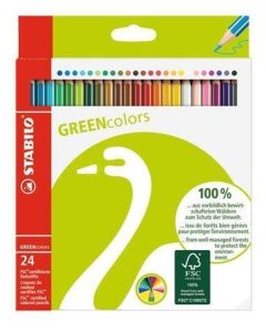 Barevné pastelky "GreenColours", 24ks, šestihranné, STABILO