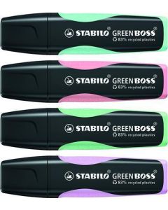 Zvýrazňovače "Green Boss Pastel", sada 4 barev, 2-5 mm, STABILO