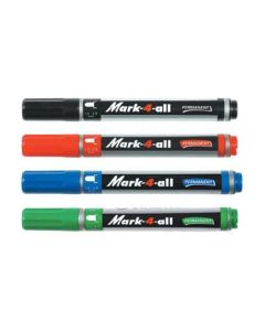 Permanentní popisovač "Mark-4-all", červená, 1,5-2,5mm, kuželový hrot, STABILO