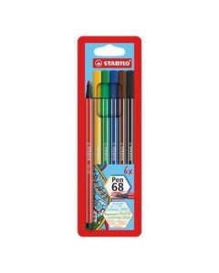 Fix "Pen 68", sada, 6 barev, 1mm, STABILO