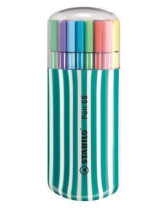 Fixy "Pen 68 Zebrui", 20 různých barev, sada, 1 mm, tyrkysové pouzdro, STABILO