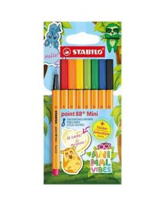Liner "Point 88 Mini Animal Vibes", 8 barev, 0,4 mm, sada, STABILO 688/8-07