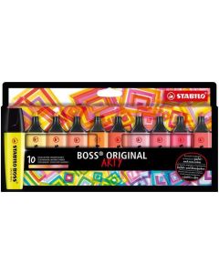 Zvýrazňovače "BOSS original Arty", 10 ks, teplé odstíny, 2-5 mm, STABILO 70/10-1-20