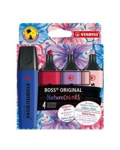 Zvýrazňovač "BOSS original NatureCOLORS Wildflowers", 4 barvy, 2-5 mm, STABILO 70/4-1-103-5