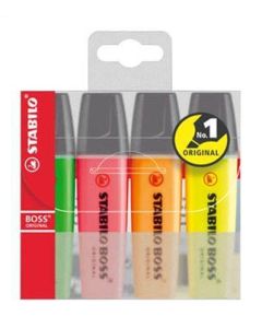Zvýrazňovač "BOSS original", 4 barvy, 2-5mm, STABILO
