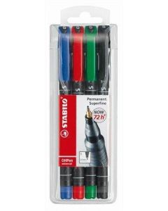 Permanentní popisovač "OHPen S", mix barev, 0,4mm, 4ks/bal., STABILO