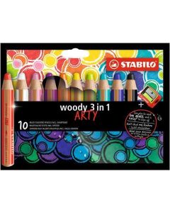 Barevné tužky "Woody ARTY 3 in 1", 10 různých barev, kulatá, silná, STABILO