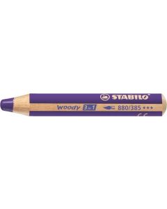 Barevná pastelka "Woody", fialová, 3v1 – pastelka, vodovka, voskovka, STABILO