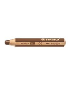 Barevná pastelka "Woody", hnědá, 3v1 – pastelka, vodovka, voskovka, STABILO