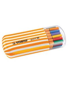 Liner  "Point 88 Twister Zebrui", 20 barev, 0,4mm, v oválném plastovém obalu, STABILO
