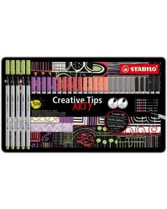 Linery "Creative Tips ARTY", sada, 6 barev, 5 šířek stopy, plechová krabička, STABILO 89/30-6-2-20