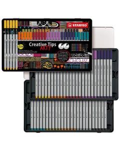 Linery "Creative Tips ARTY", sada, 10 barev, 5 šířek stopy, plechová krabička, STABILO 89/50-6-20