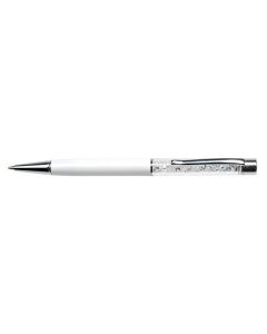 Kuličkové pero SWAROVSKI® Crystals, krémově bílá, bílé krystaly v horní části pera, 14 cm, ART CRYST