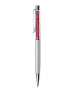 Kuličkové pero SWAROVSKI® Crystals, krémově bílá, červené krystaly v horní části pera, 14 cm, ART CR
