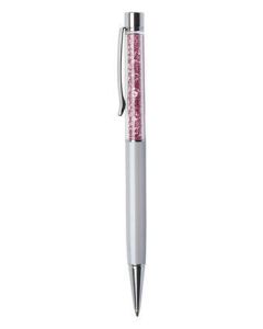 Kuličkové pero SWAROVSKI® Crystals, krémově bílá, růžové krystaly v horní části pera, 14 cm, ART CRY