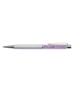 Kuličkové pero SWAROVSKI® Crystals, krémově bílá, fialové krystaly v horní části pera, 14 cm, ART CR