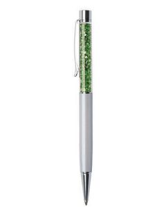 Kuličkové pero SWAROVSKI® Crystals, krémově bílá, zelené krystaly v horní části pera, 14 cm, ART CRY