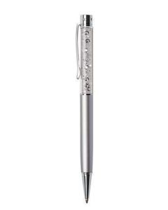 Kuličkové pero SWAROVSKI® Crystals, stříbrná, bílé krystaly v horní části pera, 14 cm, ART CRYSTELLA